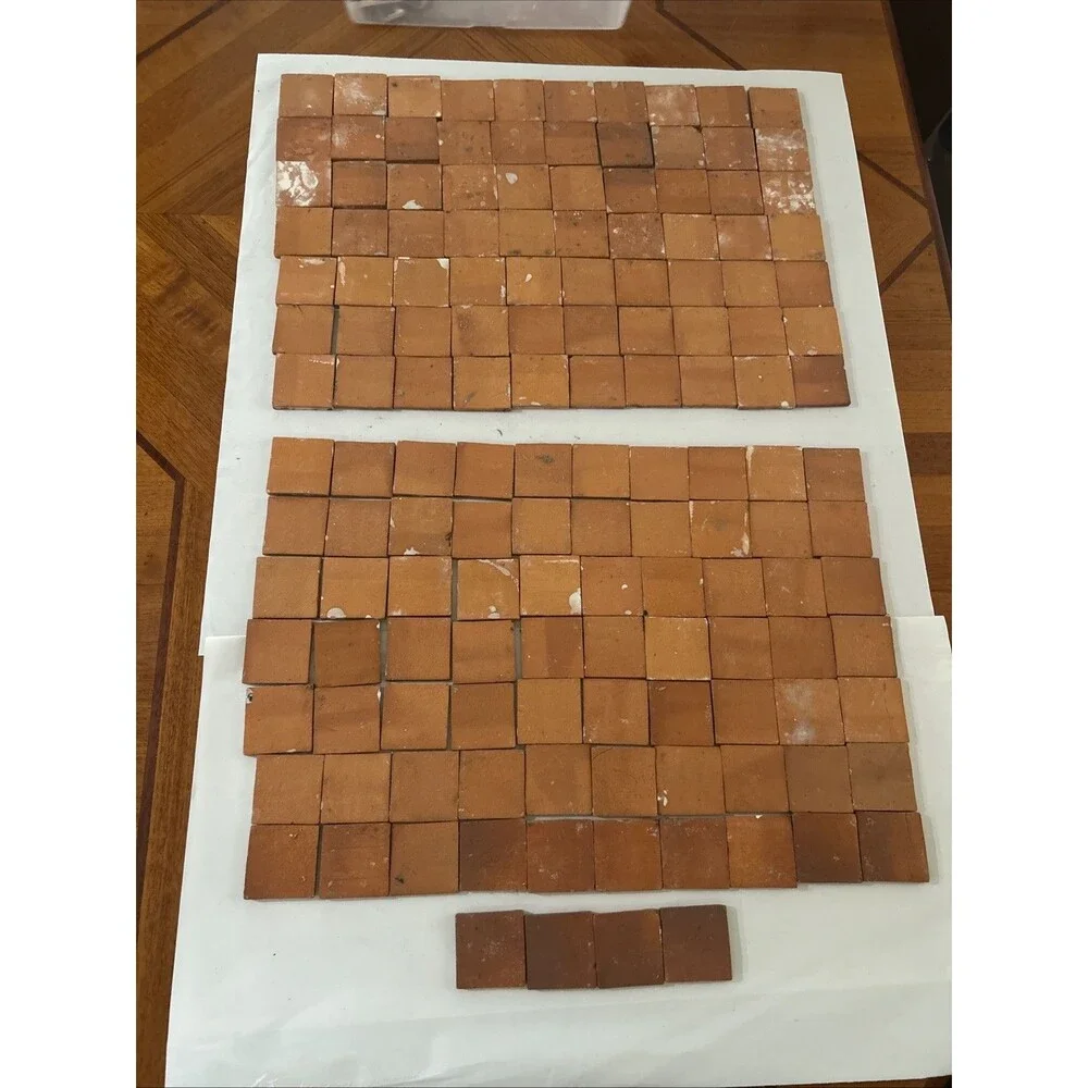 Lot Of 144 Antique decorative clay tiles  hand painted  2”x2”